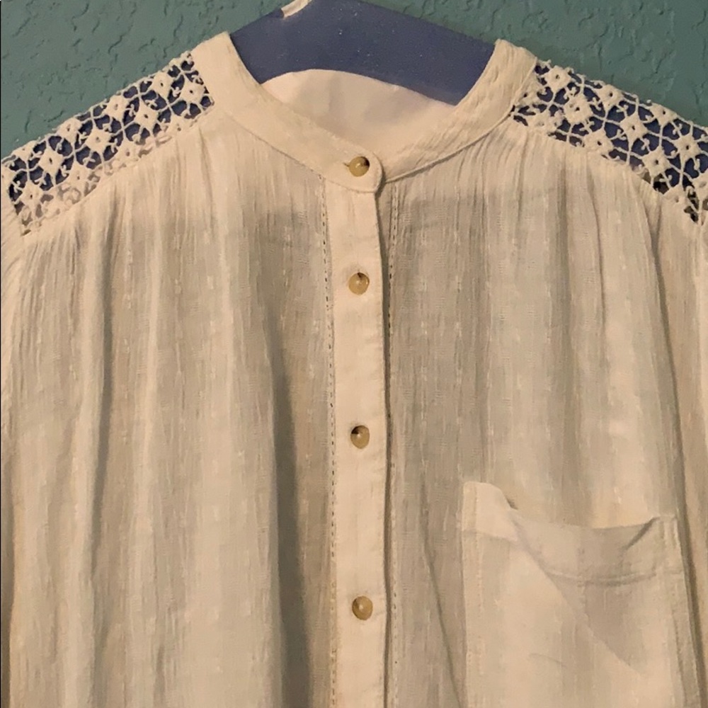 Free people white small blouse button down - Picture 2 of 10